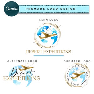 Canva Voyage Globe Traveling Logo, Travel Business Logo Designs, Airplane Map logo, Vacation Logo, Travel Agent Logo, Round Circle Logo TL8