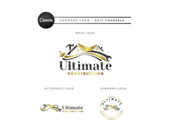 Construction Logo Template, Home Builders, Contractors, Handyman, Renovation, Repair Services (Digital Download)  CD7