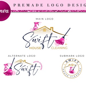 House Cleaning Logo Design, Cleaning Logo, DIY Logo Template, Premade Logo Template, Office Cleaning Logo, Commercial House Keeping Logo CL4
