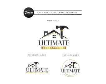 Construction Logo Template, Home Builders, Contractors, Handyman, Renovation, Repair Services (Digital Download) CD10