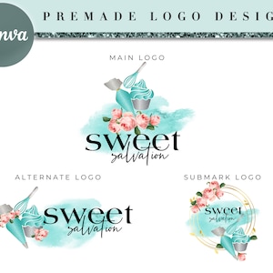 Bakery Logo Design, Bakery Logo, Baking Logo Design, Cake Logo Design, Boho Bakery Logo, Canva Template, Bakery Labels, Bakery Stickers BD6