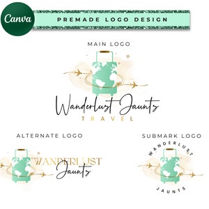 Diseños de logotipos de viajes, Logotipo de maleta de mapa de viaje, Logotipo de maleta de globo terráqueo, Logotipo de empresa de blog de viajes, Logotipo de viaje de lujo, Diseño de logotipo de viaje TL2