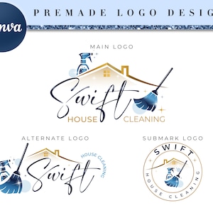 House Cleaning Business Logo, DIY Cleaning Premade Logo Design Template, Cleaner Logo Premade Logo Template, DIY House Keeping Template CL16