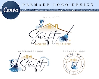 House Cleaning Business Logo, DIY Cleaning Premade Logo Design Template, Cleaner Logo Premade Logo Template, DIY House Keeping Template CL16