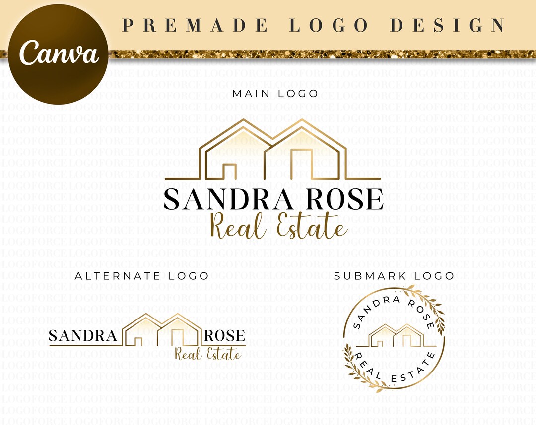 Luxury Gold Real Estate Logo Branding Canva, Line Art Realtor Logo ...