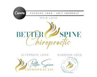 Chiropractic Logo Design, Body Therapy Logo, Physiotherapy Logo, Massage Therapist, Home Care Wellness, Nurse Doctor, Canva Editable CPL02