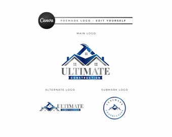 Construction Logo Template, Home Builders, Contractors, Handyman, Renovation, Repair Services (Digital Download) CD6