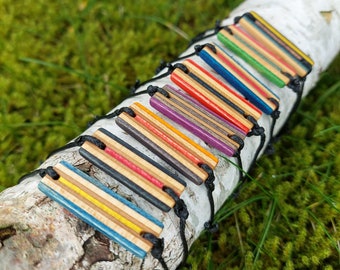 Bracelet made from recycled skateboards, handmade bracelet, sustainable, recycled, wooden bracelet