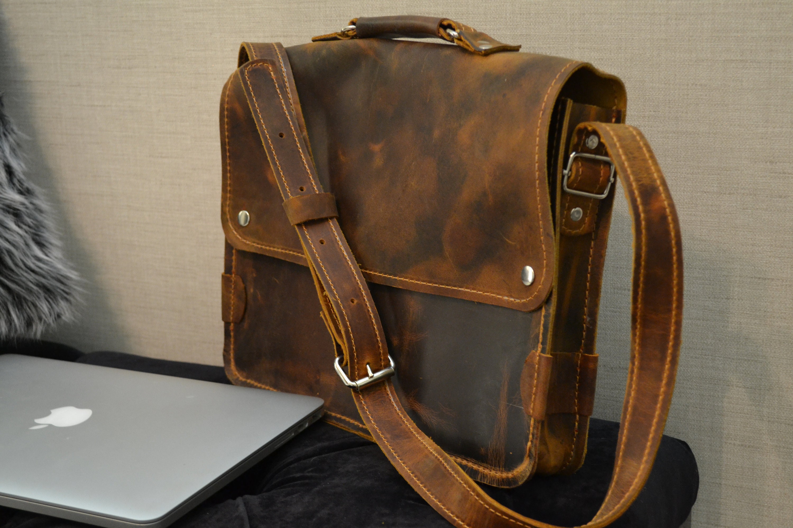 Men's Leather Bag man bag laptop bag manbag leather Etsy