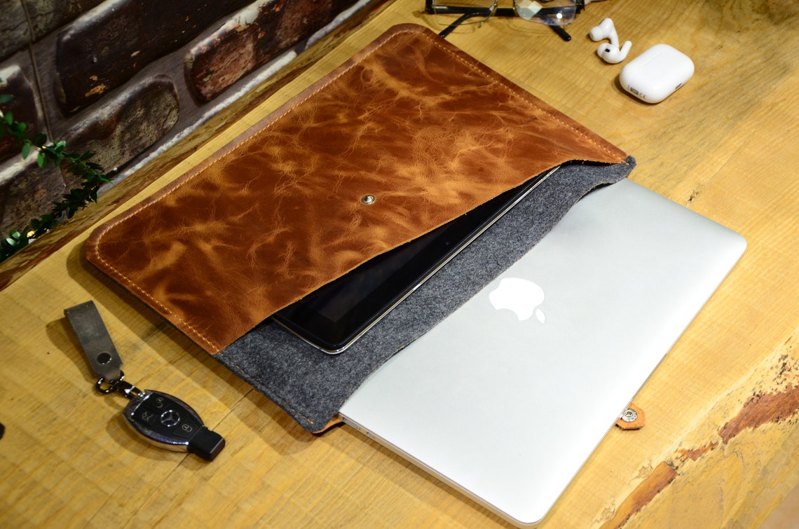 Real Leather Laptop Case Personalized Laptop Sleeve Macbook Etsy