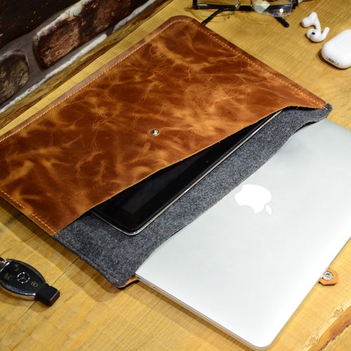Real Leather Laptop Case Personalized Laptop Sleeve Macbook Etsy