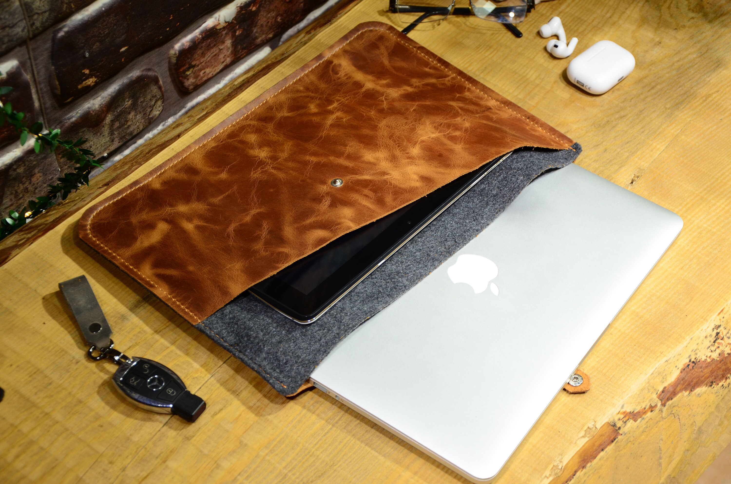 Real Leather Laptop Case Personalized Laptop Sleeve MacBook Etsy