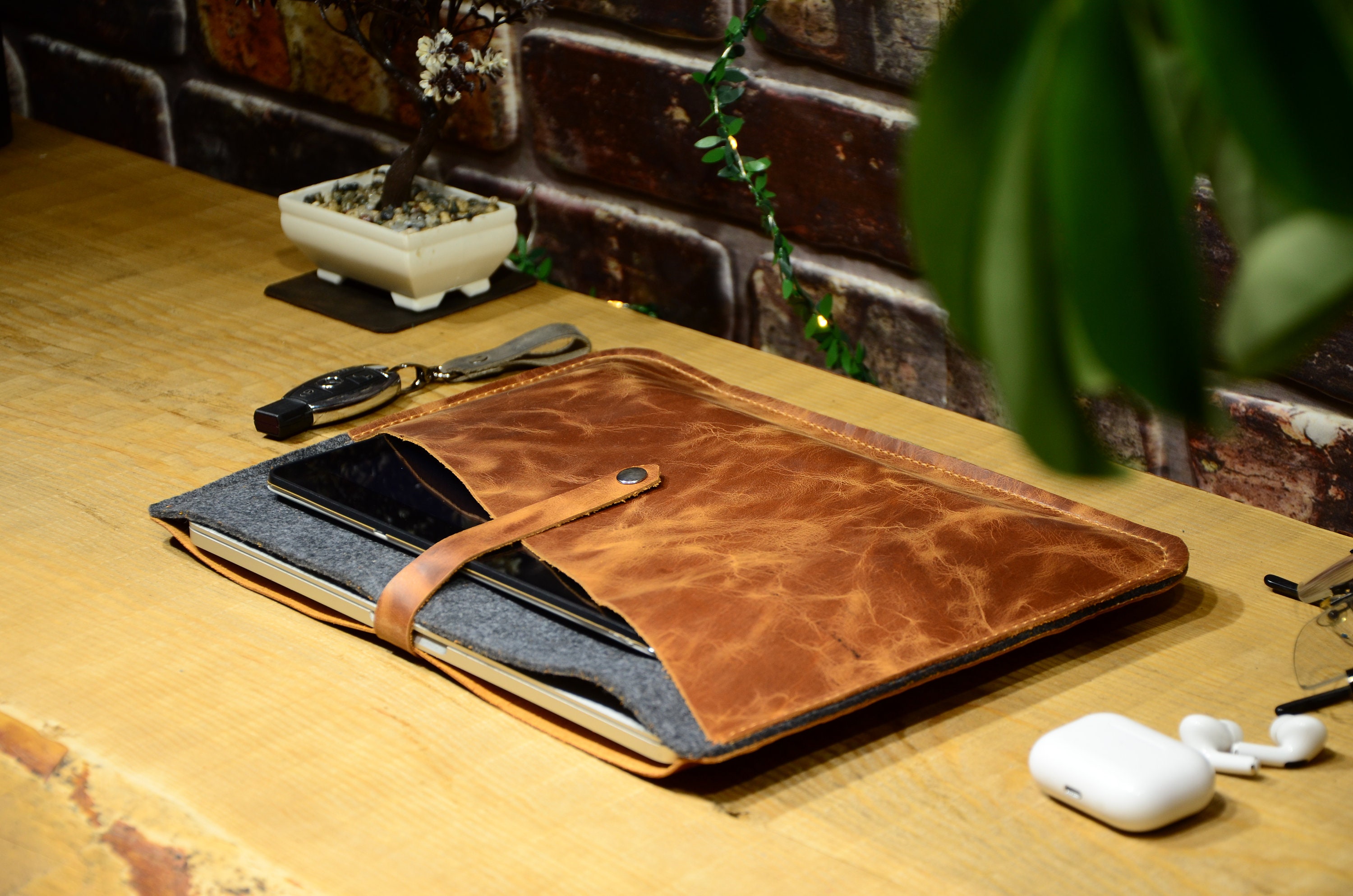 Real Leather Laptop Case Personalized Laptop Sleeve MacBook Etsy