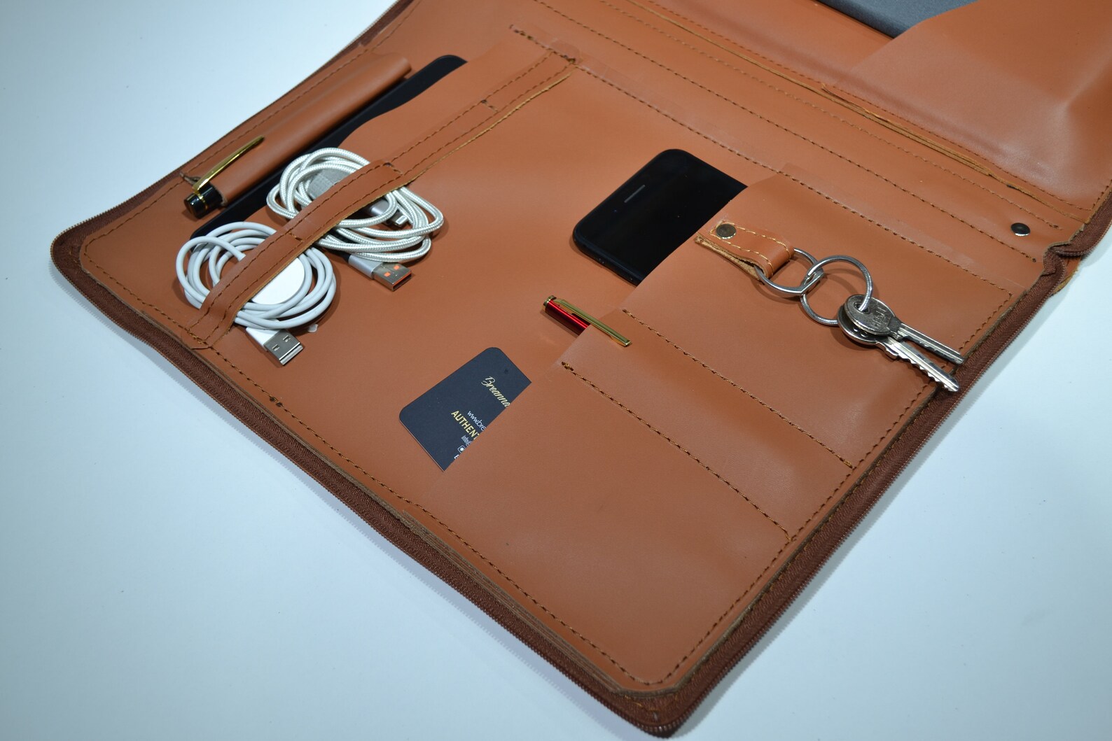 Leather laptop bag handle briefcase zipper laptop case Etsy