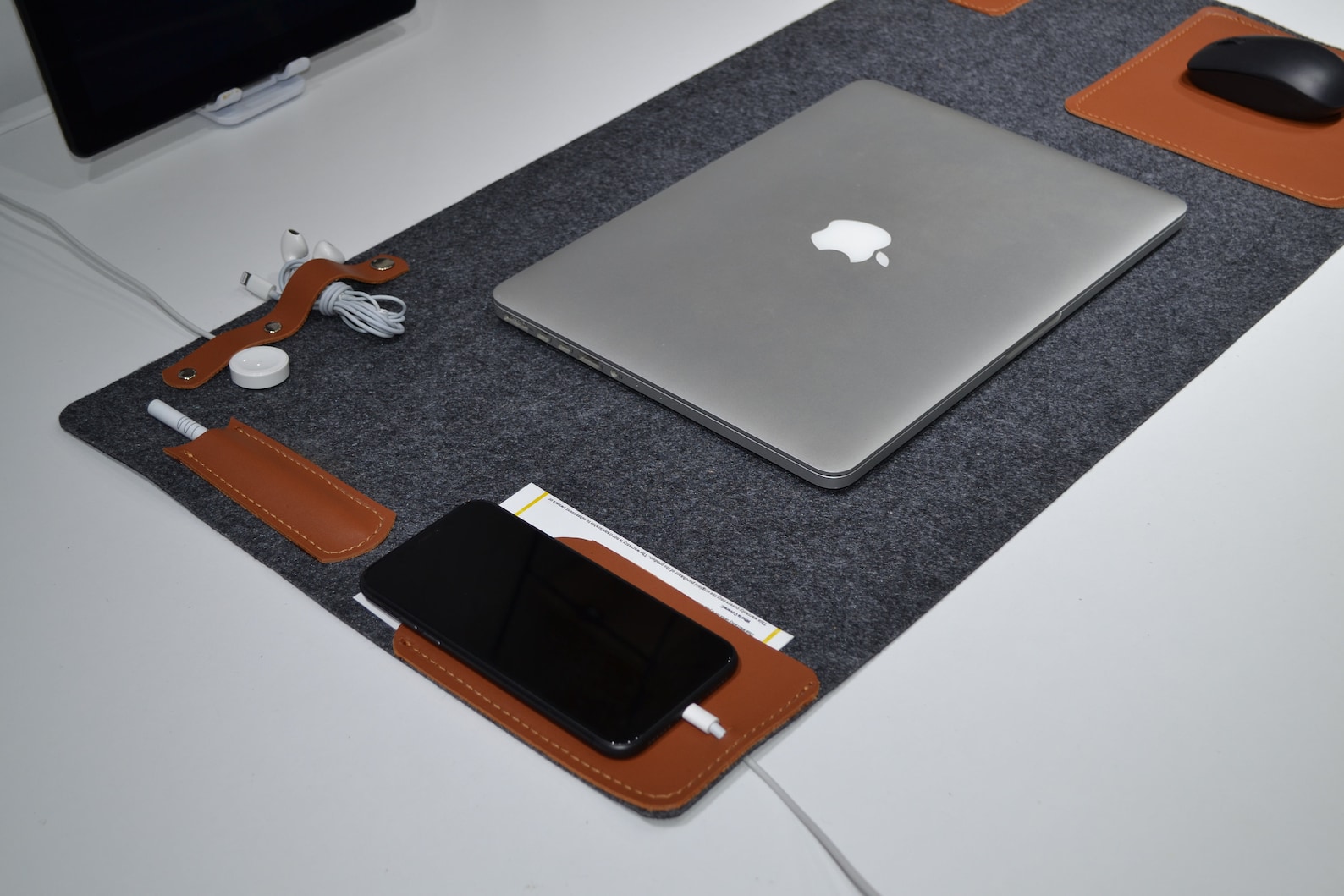 Felt and Leather Desk Mat Laptop Mat Extra Large Desk Pad Etsy