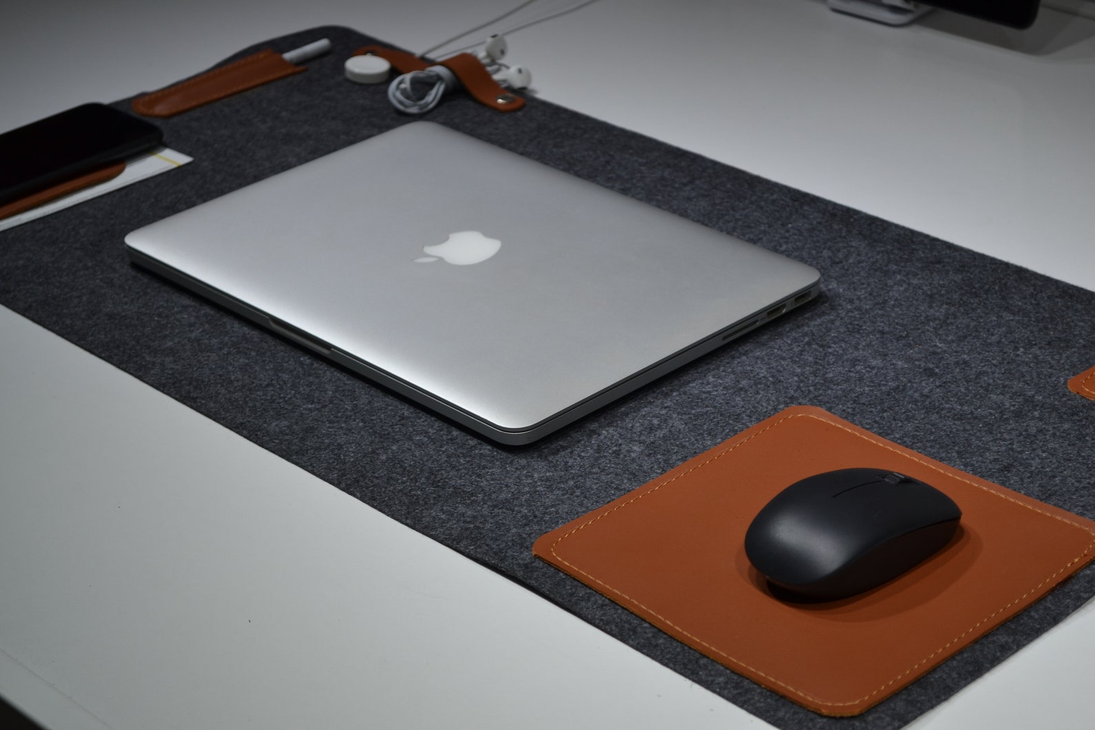 Felt and Leather Desk Mat Laptop Mat Extra Large Desk Pad Etsy