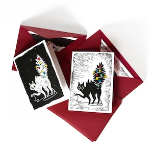 Linoldruck Weihnachtskarte