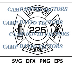 Ithaca New York Fire Dept Badge, Logo, Seal, Custom, Vector, Law Enforcement SVG, DXF, png, eps Digital for CNC, Laser Carving and Engraving