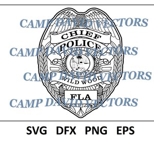 Wildwood Florida Police Badge, Logo, Seal, Custom, Vector, Law Enforcement SVG, DXF, png, eps Digital for CNC, Laser Carving and Engraving