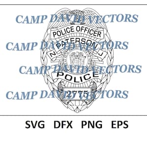 Patterson New Jersey Police Badge, Logo, Custom, Vector, Law Enforcement SVG, DXF, png, eps Digital for CNC, Laser Carving and Engraving