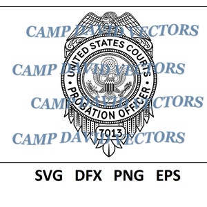 US Court Probation Officer Badge, Logo, Seal, Custom, Vector, Law Enforcement SVG, dxf, png, eps Digital for CNC, Laser Carving & Engraving