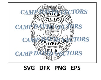 パームビーチガーデンズ フロリダ州警察バッジ svg、ai、lbrn、dxf