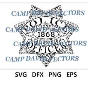 Watsonville Police Badge, Logo, Seal, Custom, Vector, Law Enforcement SVG, DXF, png, eps Digital for CNC, Laser Carving and Engraving