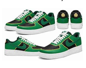 Custom Green & Gold Clover Low-Top Sneakers | Hand-Painted| St. Patrick’s Inspired Custom Shoes