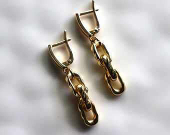Chunky Gold Chain Leverback Earrings - Stainless Steel Classic Hoops - Minimalist Bold Statement Jewelry - Gift for Women - Au
