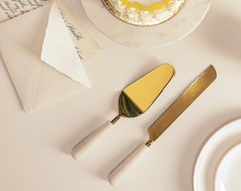 Marble Knife and Server Set, Wedding Cake Cutting Set, Marble Cutlery Set, Wedding Cake Knife Set