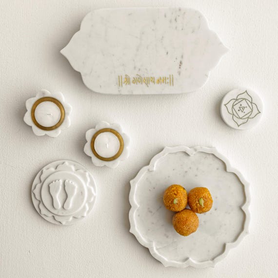 Marble Diwali Pooja Box: Spiritual Decor Combo