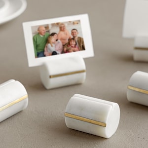 Marble Place Card Holders: Brass Inlay Table Decor
