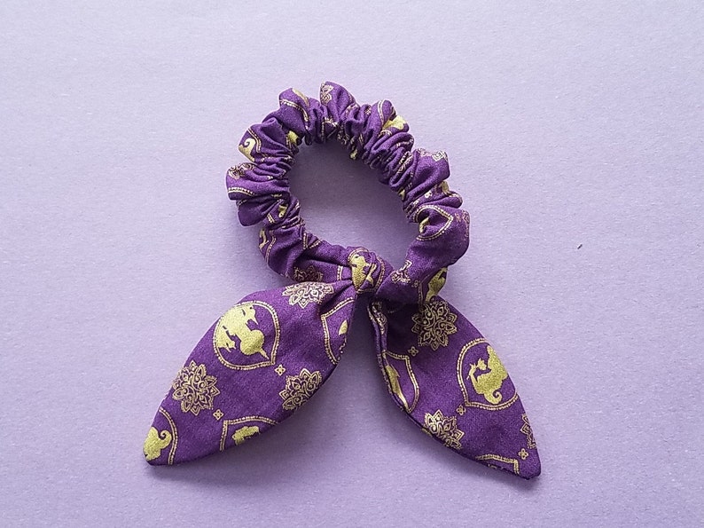Aladdin Inspired Disney Scrunchie with Bunny-Ears Thin Bow Scrunchies Aladdin Gifts Disney Gifts Thin Purple Aladdin Bow Scrunchie