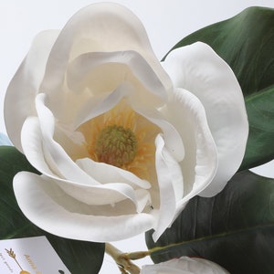 Faux Magnolia Blossom Branch 18'' Tall,  Large Magnolia Flower Stem, High Quality Real Touch Artificial Silk Flower for Wreath / Garland