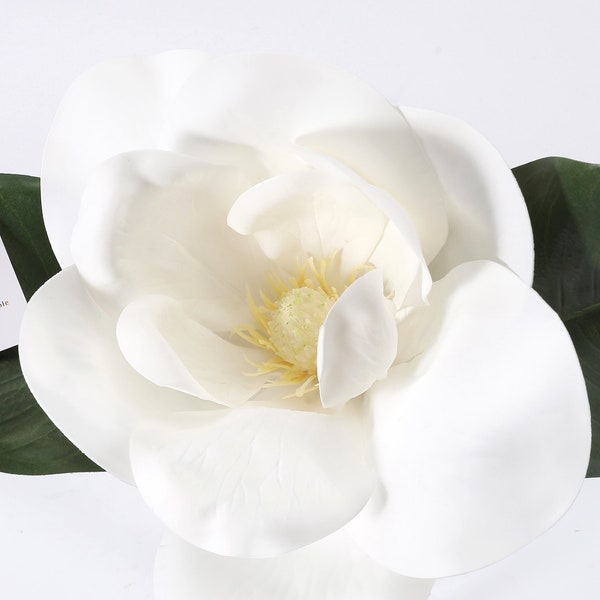 Real Touch Faux Magnolia Blossom Branch 18'' Tall,  Large Magnolia Flower Stem, High Quality Artificial Silk Flower for Wreath / Garland