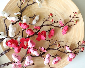 Silk Cherry Blossom Branch 24'' Tall, Japanese Sakura Flower / Traditional Chinese Plum, Floral Arrangement, Home/Wedding Decor, Centerpiece
