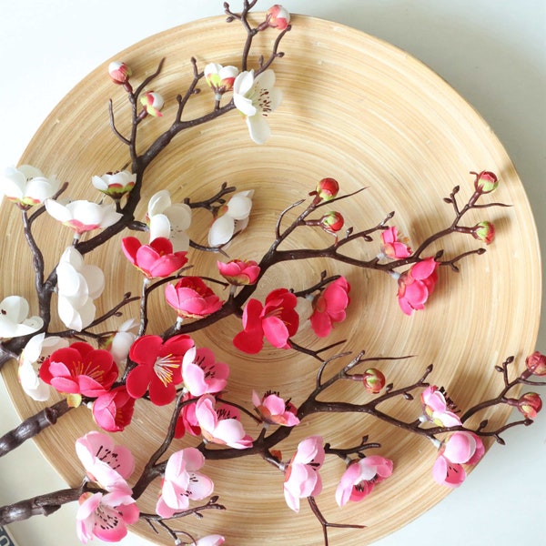 Silk Cherry Blossom Branch 24'' Tall, Japanese Sakura Flower / Traditional Chinese Plum, Floral Arrangement, Home/Wedding Decor, Centerpiece