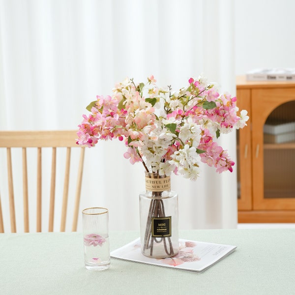 Artificial Silk Cherry Blossom Stems 21'' Tall, Sakura, Silk Flower Arrangement, Spring Season, Centerpiece, Wedding, Baby Shower Home Decor