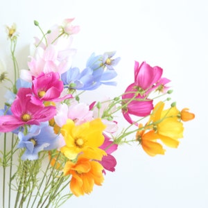 Silk Cosmos Flower 23'' Tall, Artificial Spring Colorful Flowers, Puppy Flower, Floral Spray / Bush, Wedding Flower Decor, Table Centerpiece