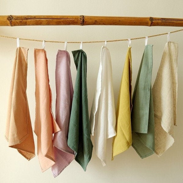 Simple Pure Color Linen Napkins / Tea Towels / Dinner Napkin, Washable, Square, Table Decor, Housewarming / Birthday / Wedding Gift, US