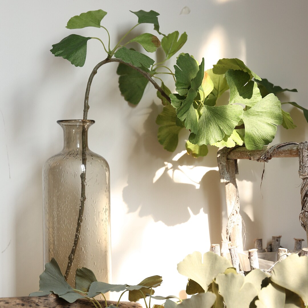 Artificial Ginkgo Leaves Branch / Stem 30'' Tall, Artificial Branches