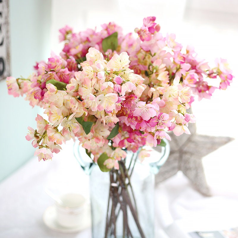 Elegant Silk Cherry Blossom Spray Branches 21 Tall Japanese Sakura White Pink Wedding Flowers Bouquet Centerpieces