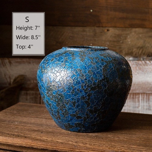 Deep Sea Blue Handmade Ceramic Vase / Pottery, Large / Medium / Small for Home shops Decoration, Deluxe Gift, Fine Art Ceramics