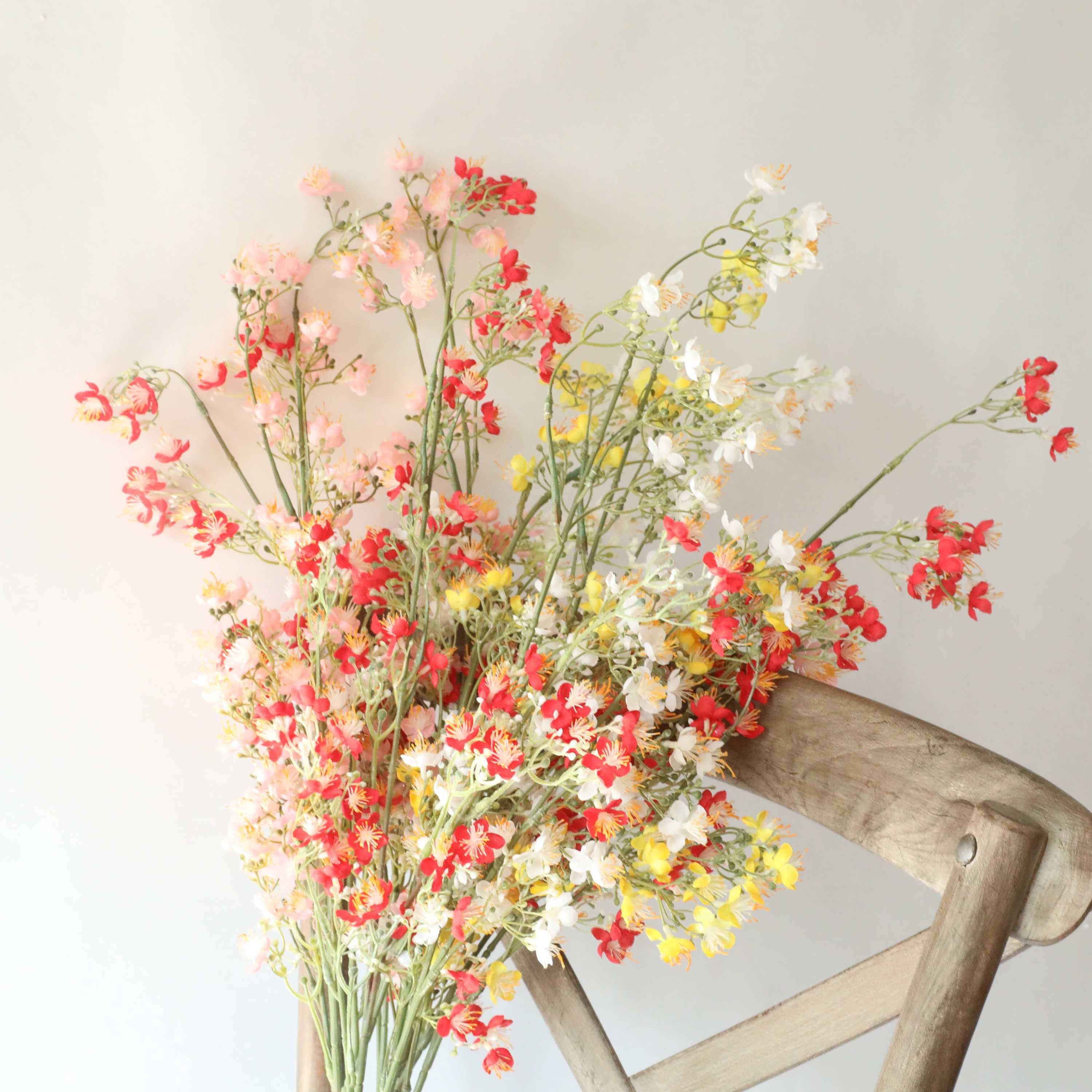 Rikyo 6 Bunches 15” Artificial Flower Winter Jasmine,Outdoor No Fade  Artificial Flower,Fake Small Wild Flowers for Kitchen Table Cnterpiece
