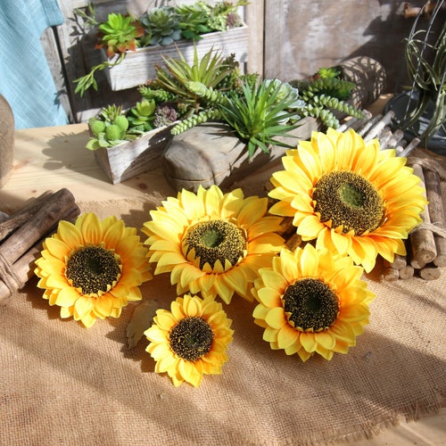 Artificial Sunflower Heads Multiple Sizes Available Etsy