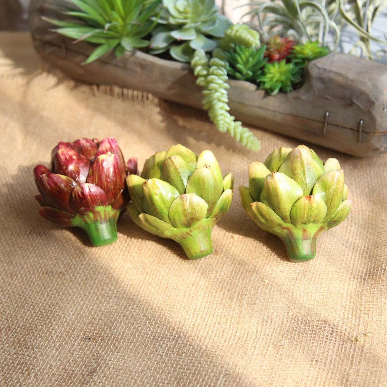 Fake Artichokes Decor Faux Vegetable Artificial Fruit Table Etsy