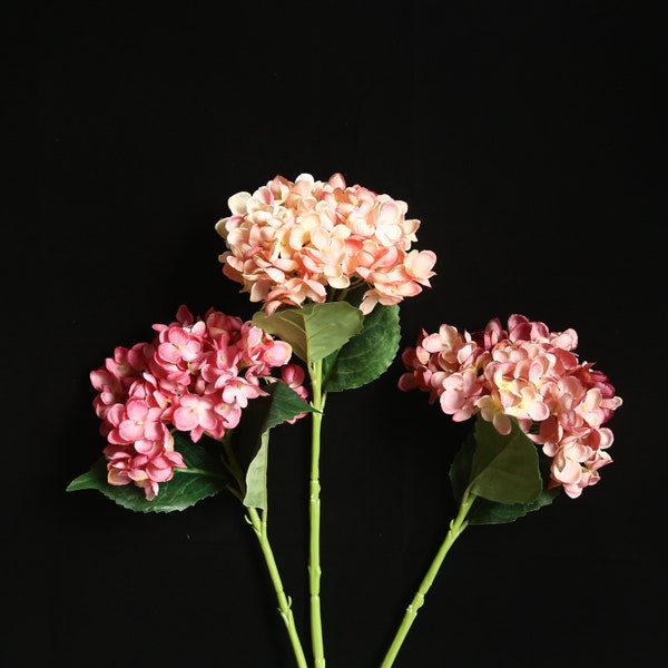 Artificial Hydrangea Stems 19'' Tall, Silk Floral Arrangement for Centerpiece, Home / Kitchen Decoration, Faux Flower for Bouquet/ Wreath