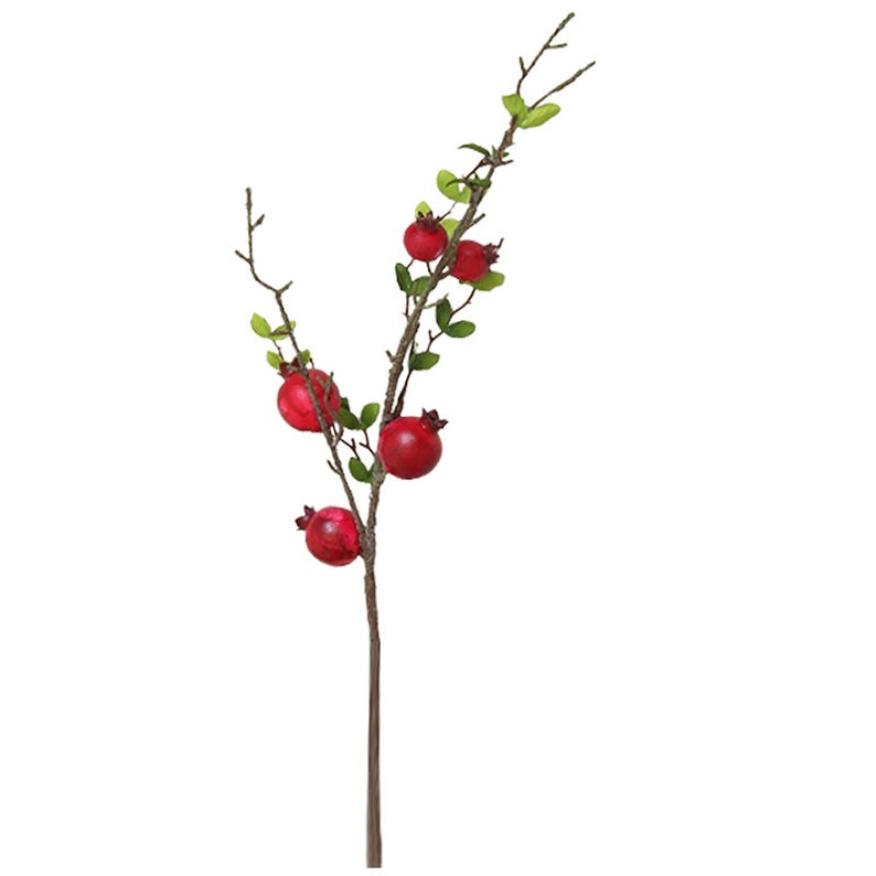 Rustic 5 Heads of Artificial Pomegranate Branches 25'' Tall, Artificial Plant / Fruit Arrangement, Home / Office / Kitchen Decor image 2