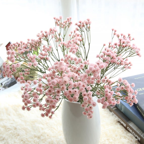 6 Pack 20 Silk Artificial Baby's Breath Flowers With Stem, Babies