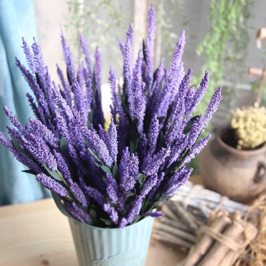 Faux Lavender Stem 25'' Tall Artificial Silk Dried Etsy